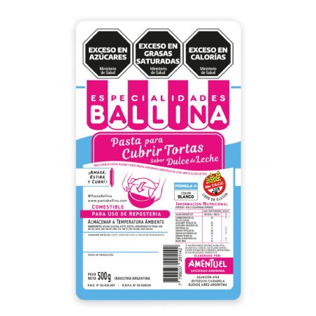 Pasta Cubretorta Blanca Ballina Form H X 500 G