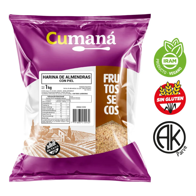 HARINA DE ALMENDRAS CON PIEL CUMANA X 1 KG
